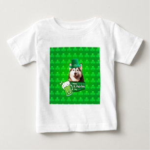 T-shirt Pour Bébé Cute Siberian Husky Chien Casquette St. Patrick's 