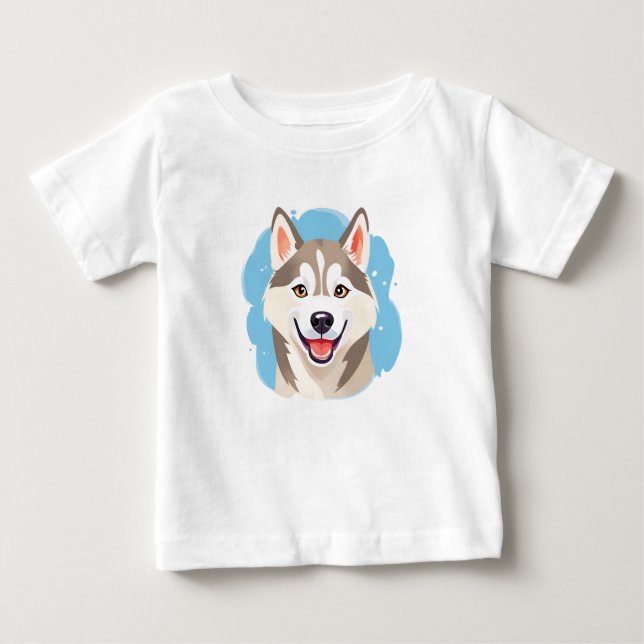 T-shirt Pour Bébé Cute Siberian Husky Chien Wolf Funny huskies Chien (Devant)