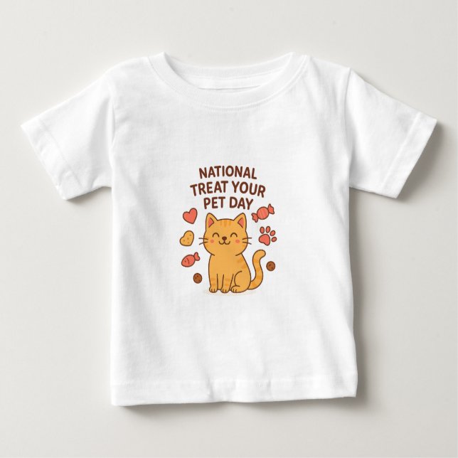 T-shirt Pour Bébé Cute Smiling Cat Shirt | National Treat  Pet Day (Devant)