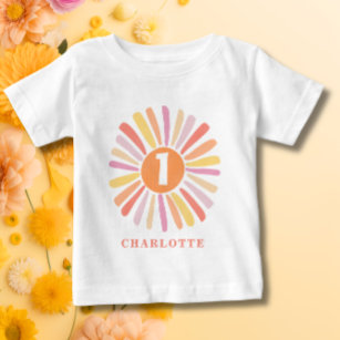 T-shirt Pour Bébé Cute soleil coloré 1er anniversaire Personnalisé