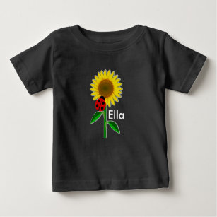 T-shirt Pour Bébé Cute Sunflower Baby (Ajouter un nom) Fine Jersey T