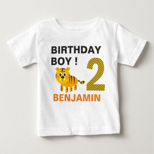 T-shirt Pour Bébé Cute Tiger 2ème fête d'anniversaire (Devant)