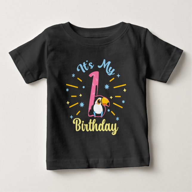 T-shirt Pour Bébé Cute Toucan 1er Anniversaire 1 An Fille de naissan (Devant)