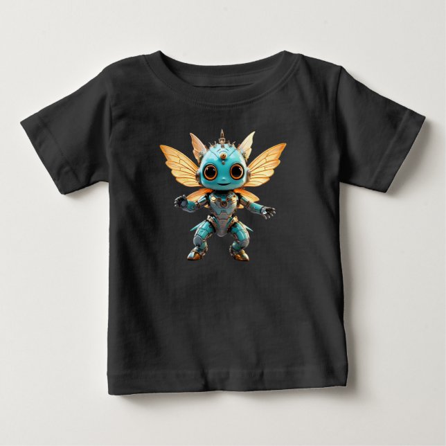 T-shirt Pour Bébé Cute Turquoise Dancing Robot Pixie (Devant)