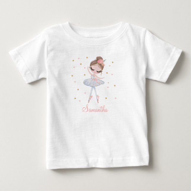 T-shirt Pour Bébé Cute Tutu Ballerina Personnalisée Anniversaire Fil (Devant)