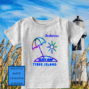 T-shirt Pour Bébé Cute Tybee Island GA Finger Paint Beach Parapluie