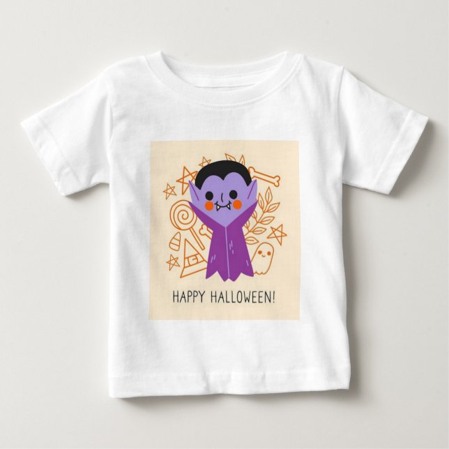 T-shirt Pour Bébé Cute Vampire Dracula Halloween (Devant)
