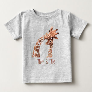 T-shirt Pour Bébé Cute Watercolor Giraffe Maman & Me Baby 