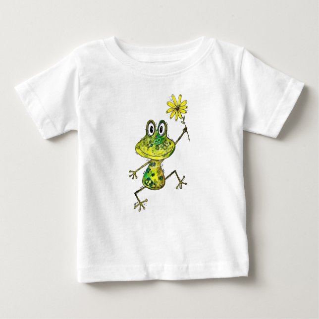 T-shirt Pour Bébé Cute Whimsical Happy Frog (Devant)