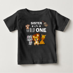 T-shirt Pour Bébé Cute Wild One Jungle Safari Animal Sister Zoo