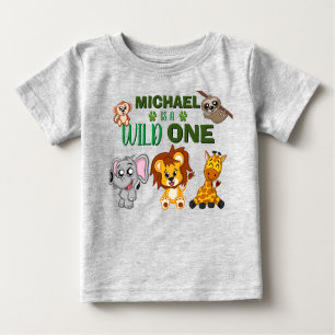 T-shirt Pour Bébé Cute Wild One Jungle Safari Animaux premier annive