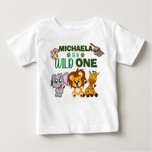 T-shirt Pour Bébé Cute Wild One Jungle Safari Animaux premier annive