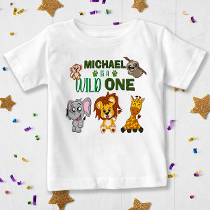 T-shirt Pour Bébé Cute Wild One Jungle Safari Animaux premier annive