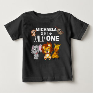 T-shirt Pour Bébé Cute Wild One Jungle Safari Animaux premier annive
