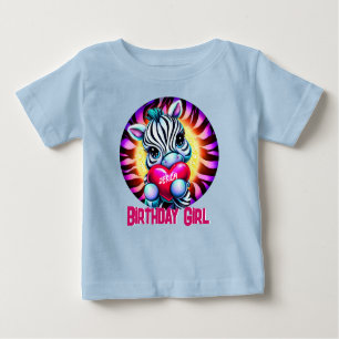 T-shirt Pour Bébé Cute Zebra Fille d'anniversaire