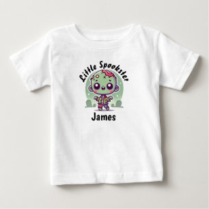 T-shirt Pour Bébé Cute, Zombie Éffrayant, Nom Personnalisé, Hallowee