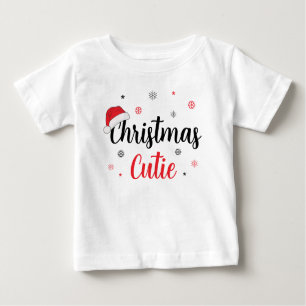 T-shirt Pour Bébé Cutie Noël Snowflakes Santa Hat