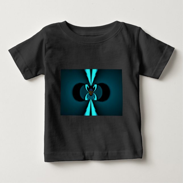T-shirt Pour Bébé Cyan et Black Abstrait Art Print (Devant)