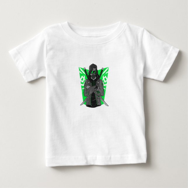 T-shirt Pour Bébé cyberpunk hoodie anime gamer neon green street sty (Devant)