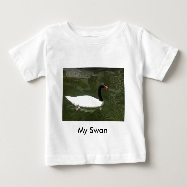T-shirt Pour Bébé Cygne noir et blanc (Devant)
