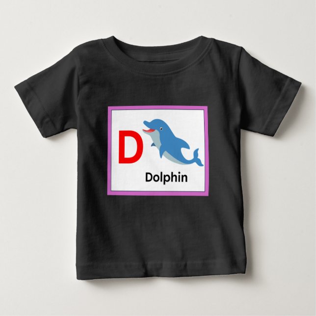 T-shirt Pour Bébé D est pour Dauphin (Devant)