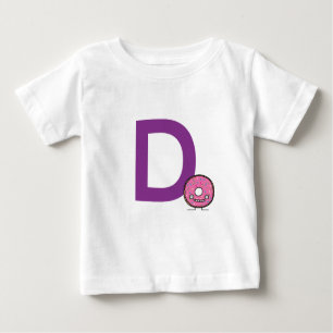 T-shirt Pour Bébé D est pour Donut dessert glaçage rose saupoudrages