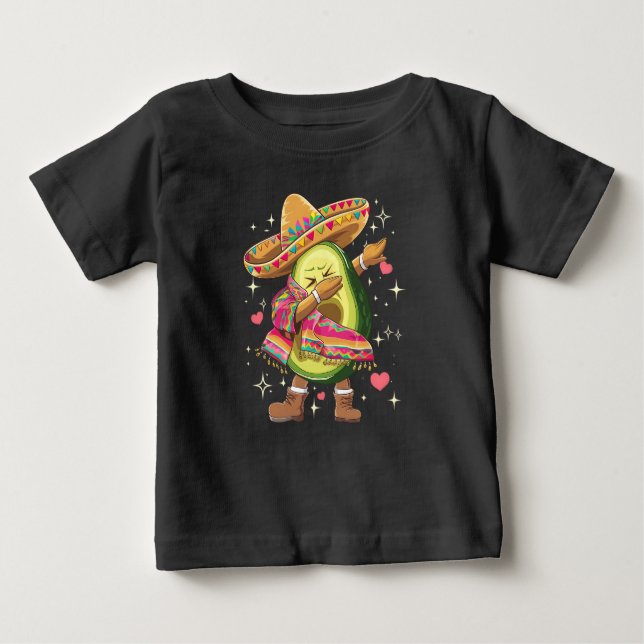 T-shirt Pour Bébé Dabbing Avocado Cinco De Mayo Drôle Poncho Mexicai (Devant)