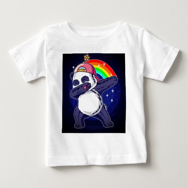 T-shirt Pour Bébé Dabbing Panda Rainbow Vibes" T-shirt bébé & enfant (Devant)