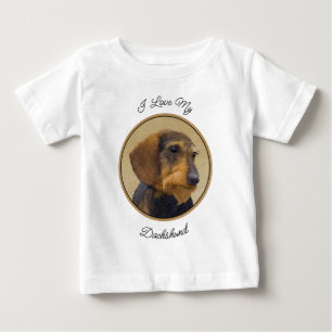 T-shirt Pour Bébé Dachshund (À poils durs) Peinture Chien Art origin