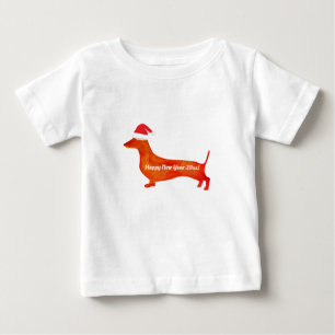 T-shirt Pour Bébé Dachshund aquarelle dessin, T-shirt bébé personnal