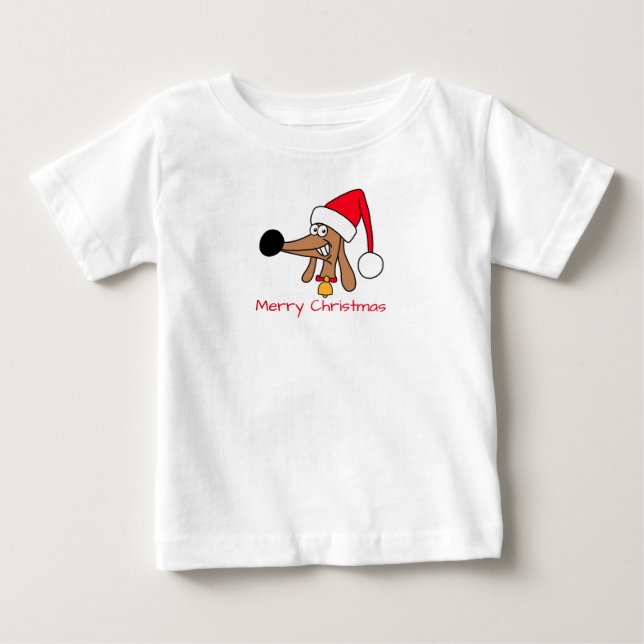 T-shirt Pour Bébé Dachshund de Noël festif (Devant)