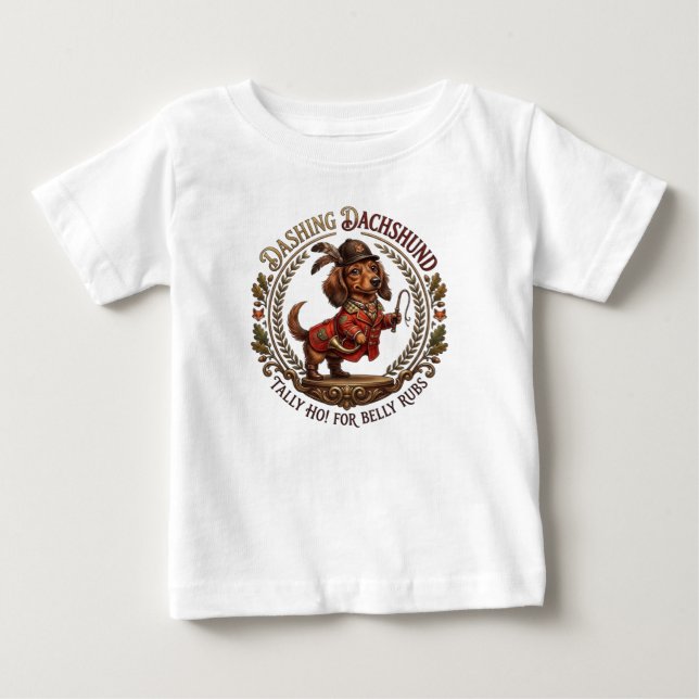 T-SHIRT POUR BÉBÉ DACHSHUND FRINGANT (Devant)