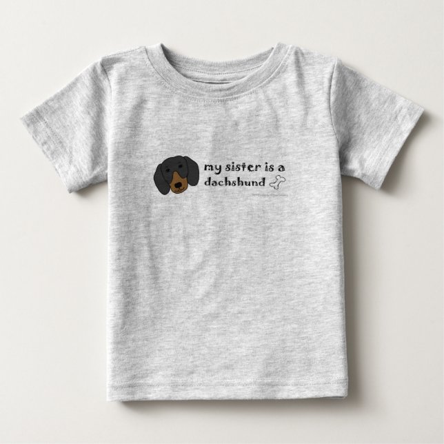 T-shirt Pour Bébé DachshundBlackTanSoeur (Devant)