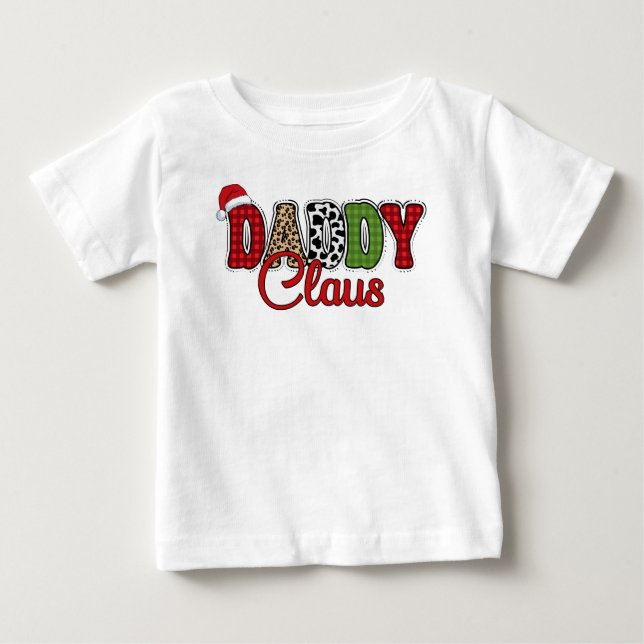 T-shirt Pour Bébé Daddy Claus Plaid Motif-60095 (Devant)