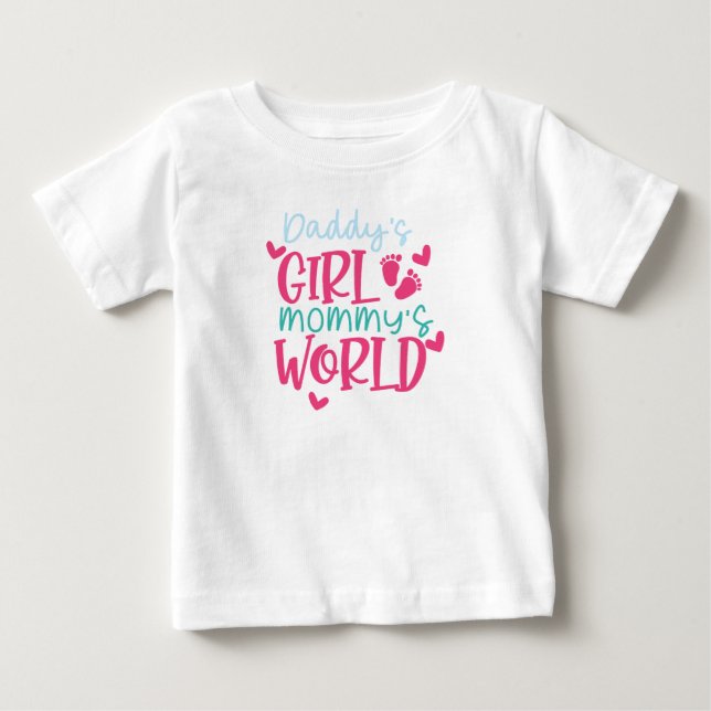 T-shirt Pour Bébé Daddys Girl Mommys World (Devant)
