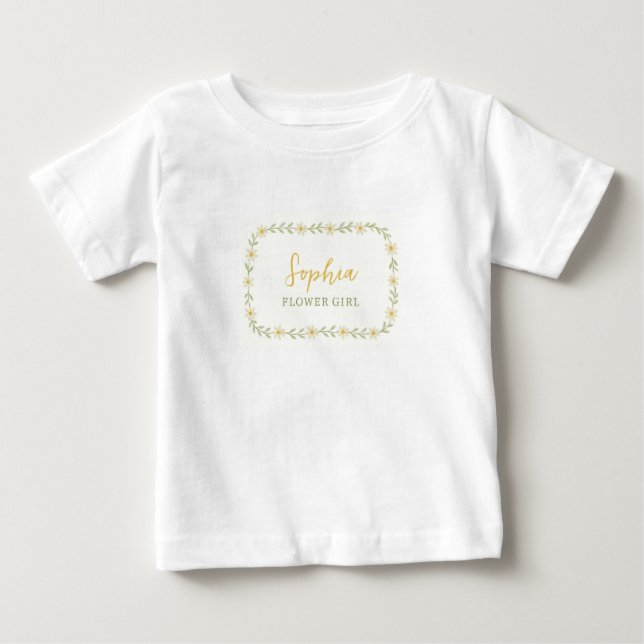 T-shirt Pour Bébé Daisy Flower Girl Nom personnalisé Mariage (Devant)