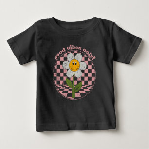 T-shirt Pour Bébé Daisy rétro des années 70 Good Vibes uniquement