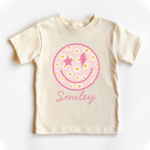 T-shirt Pour Bébé Daisy Smiley Face Graphisme Pastel Rose