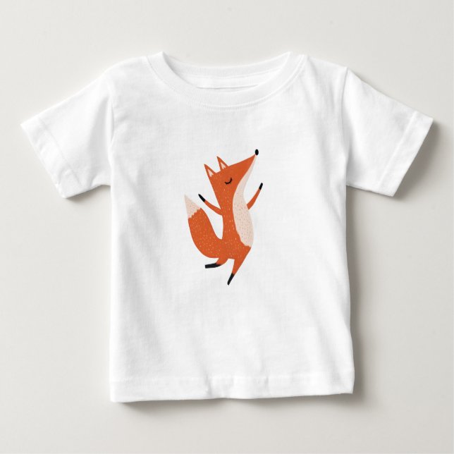 T-shirt Pour Bébé Dancing Fox Cute Art (Devant)