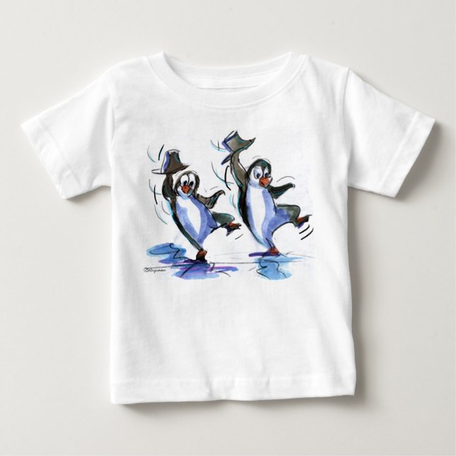 T-shirt Pour Bébé dAnCiNg PeNgUiNs (Devant)