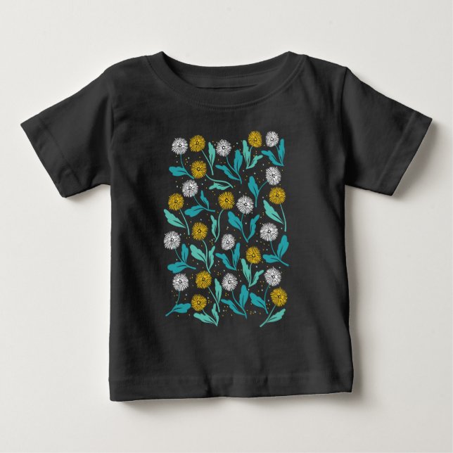 T-shirt Pour Bébé Dandelion de printemps Fleurs et design Feuille (Devant)