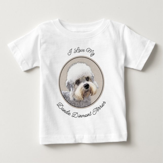 T-shirt Pour Bébé Dandie Dinmont Terrier Peinture Chien Art original (Devant)
