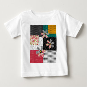 T-shirt Pour Bébé Dans motif rustique patchwork de couleurs multicol