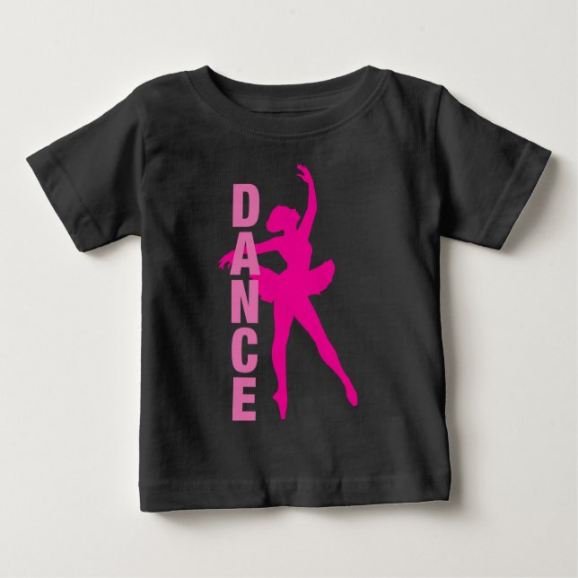 T-shirt Pour Bébé Danse de ballerine rose chaud pour filles (Devant)