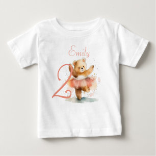 T-shirt Pour Bébé Danse de l'ours petit ballerine couleur rose