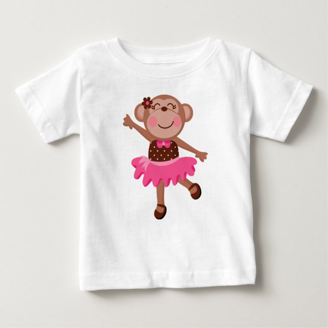 T-shirt Pour Bébé Danseuse de singe Robe sans manches pour bébé fill (Devant)