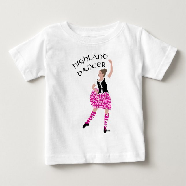 T-shirt Pour Bébé Danseuse des Highlands Rose (Devant)