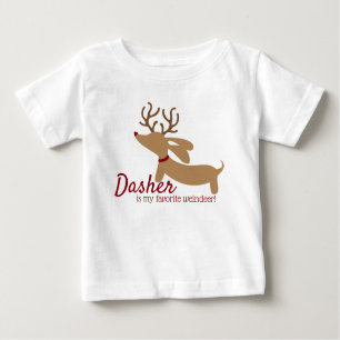 T-shirt Pour Bébé Dasher la chemise de Noël de teckel de Weindeer