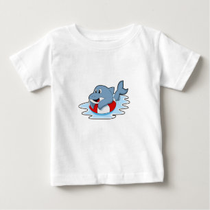 T-shirt Pour Bébé Dauphin à la natation avec anneau de natation.PNG