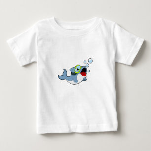 T-shirt Pour Bébé Dauphin à la plongée avec bulles d'eau.PNG